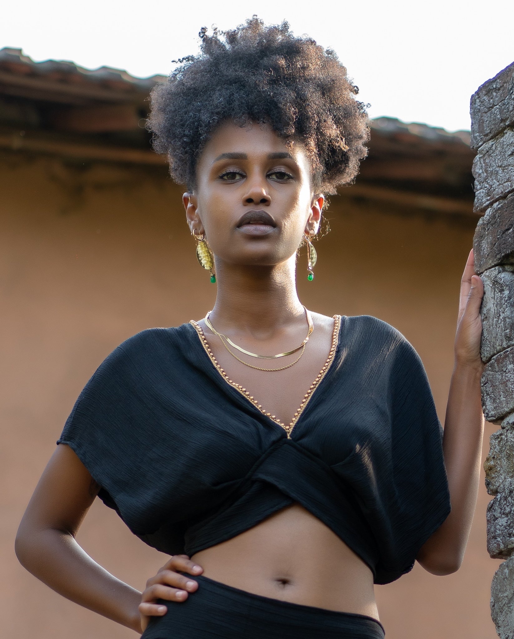 Boho ChicTwo-Piece Set - Top and Trousers Black