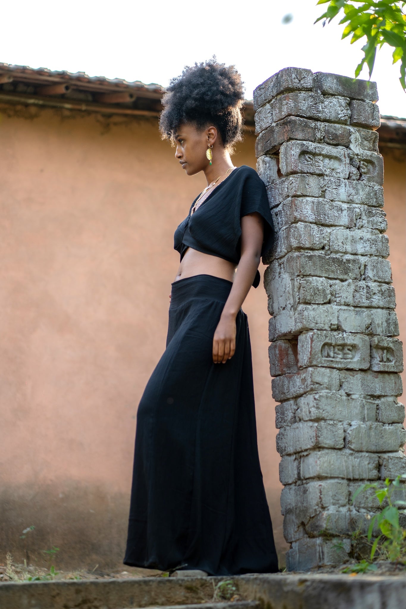 Boho ChicTwo-Piece Set - Top and Trousers Blue