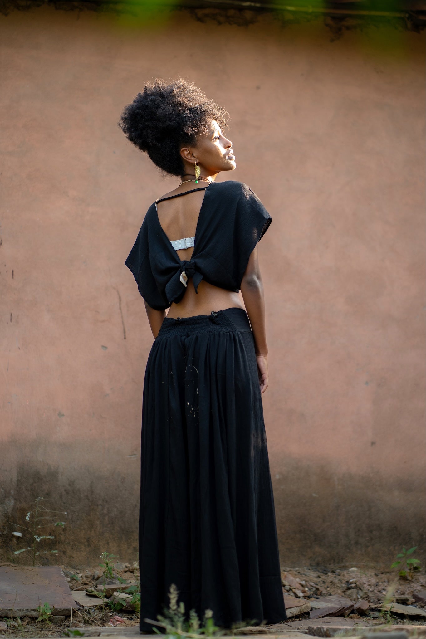 Boho ChicTwo-Piece Set - Top and Trousers Black