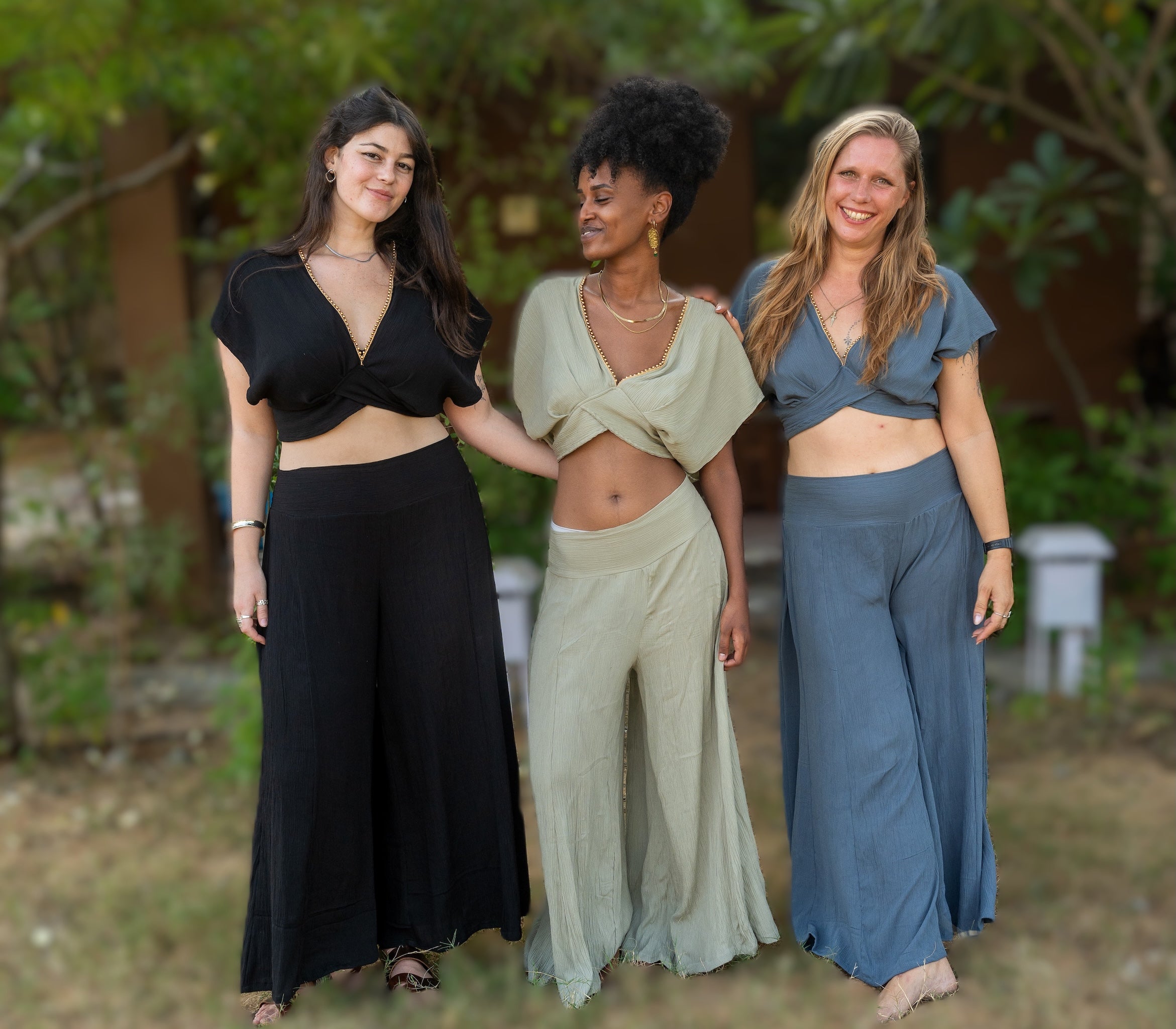 Boho ChicTwo-Piece Set - Top and Trousers Blue