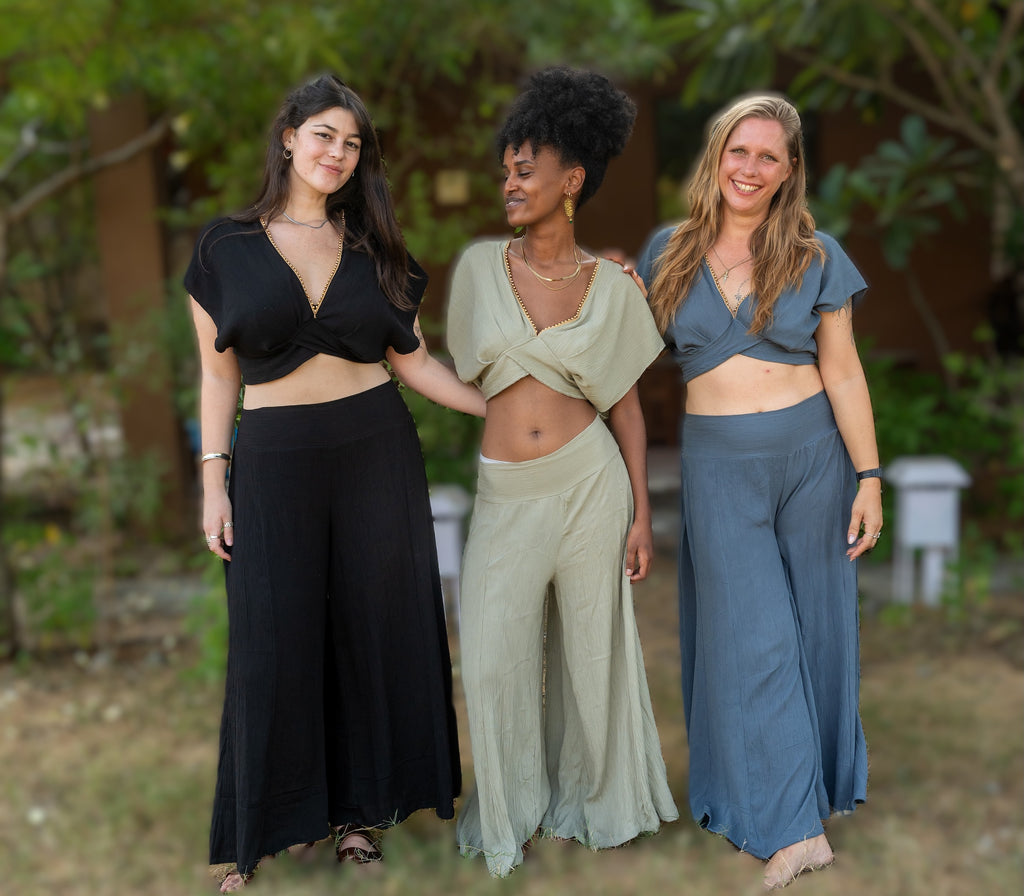 Boho ChicTwo-Piece Set - Top and Trousers Black