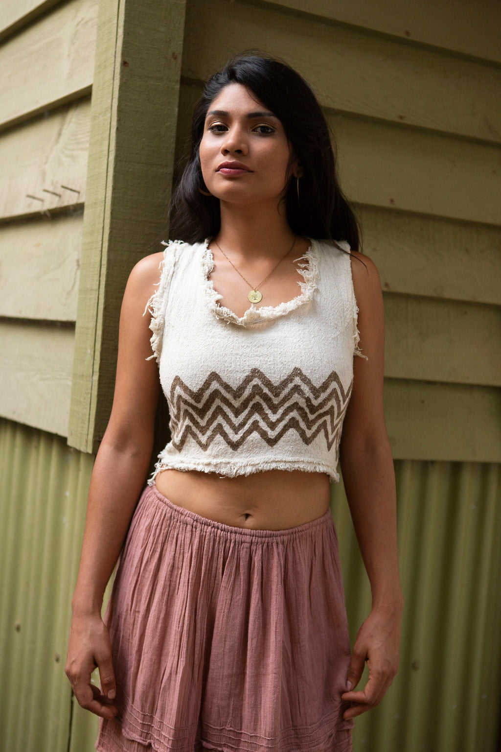 Festival-Top, Top mit Blockprint, Hippie-Top, kurzes Top