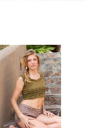 Festival-Top, Top mit Blockprint, Hippie-Top, kurzes Top