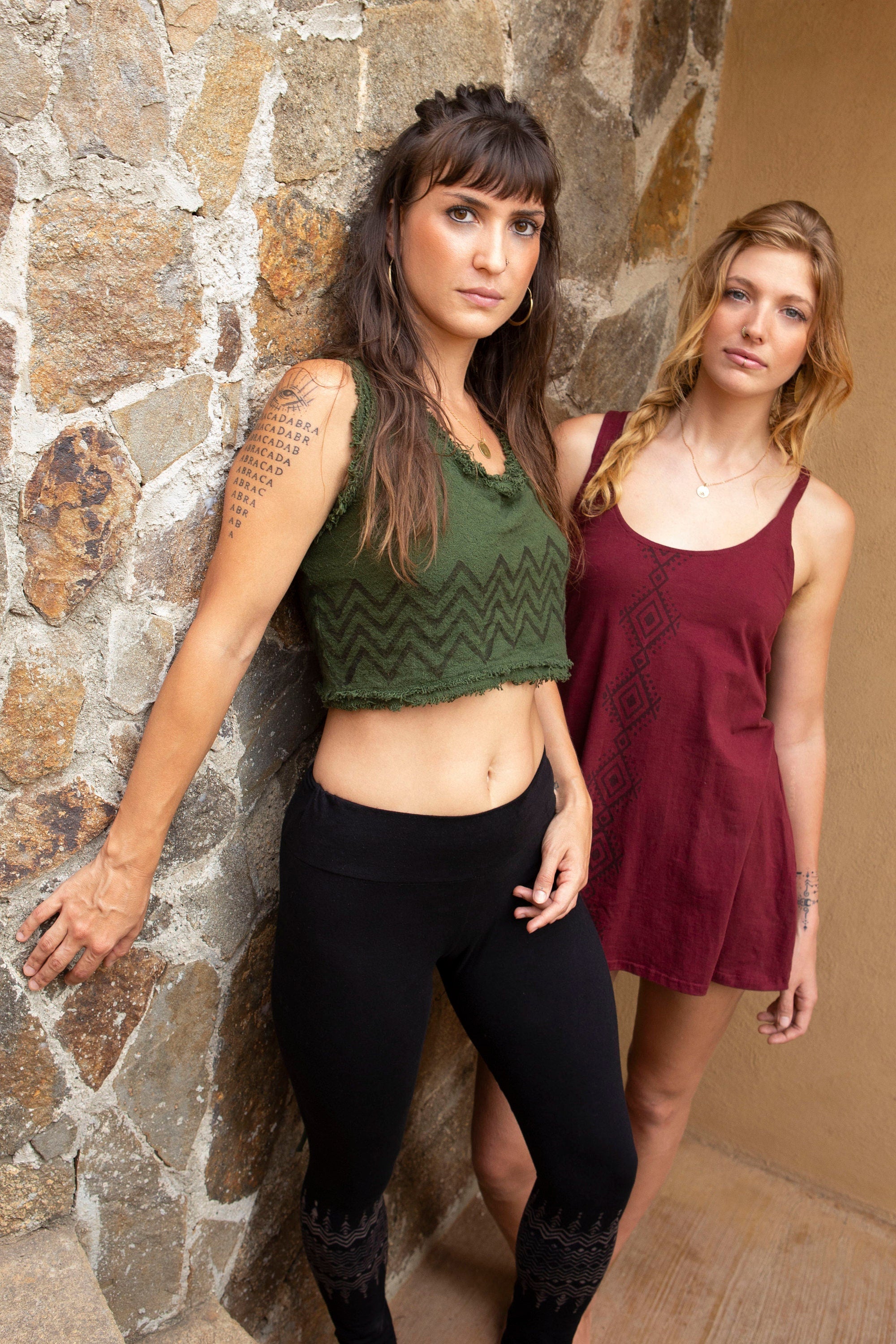 Festival-Top, Top mit Blockprint, Hippie-Top, kurzes Top