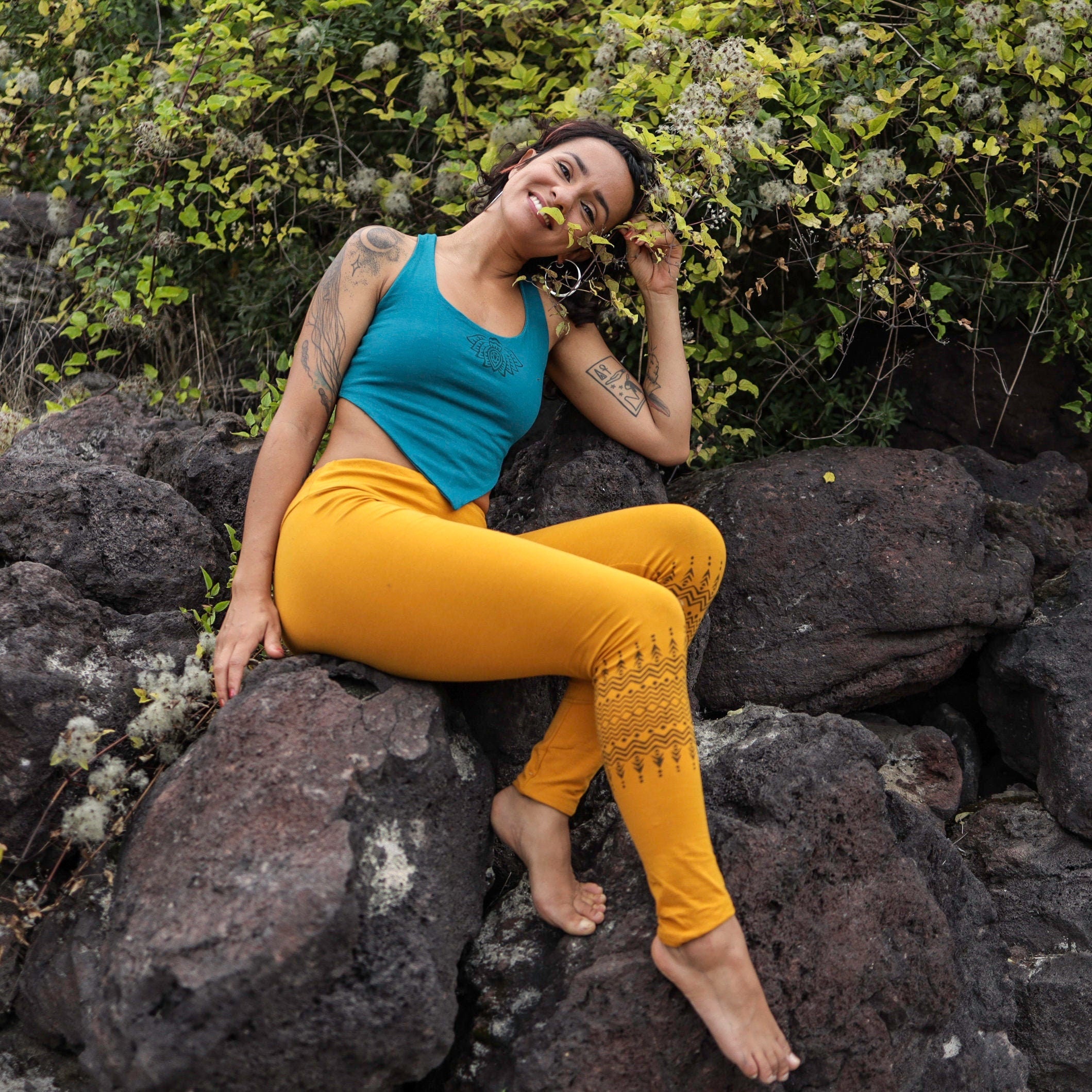 Leggings aus Baumwolle, Yoga-Leggings, bedruckte Leggings