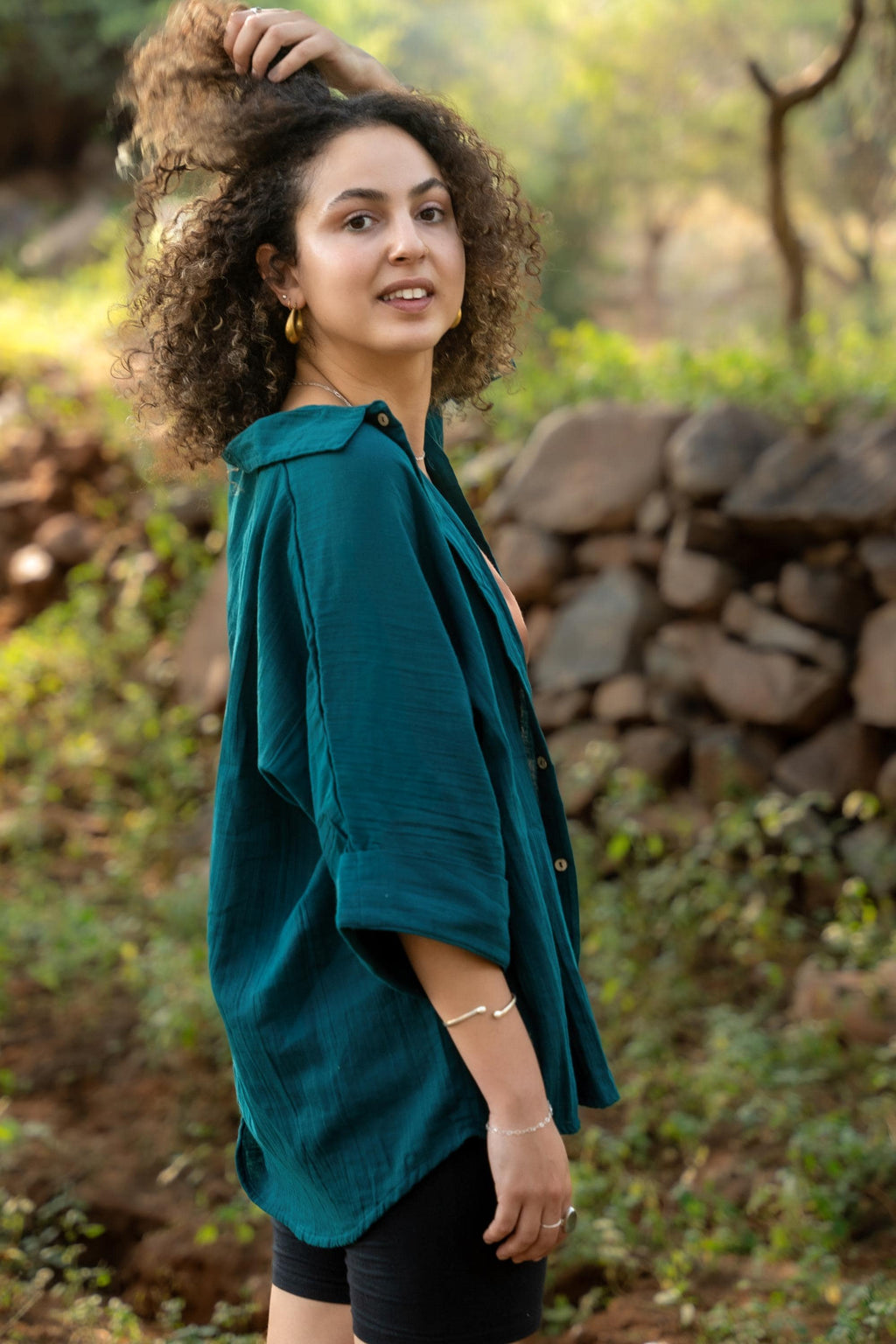 Weit geschnittene Bluse, Unisex-Hemd