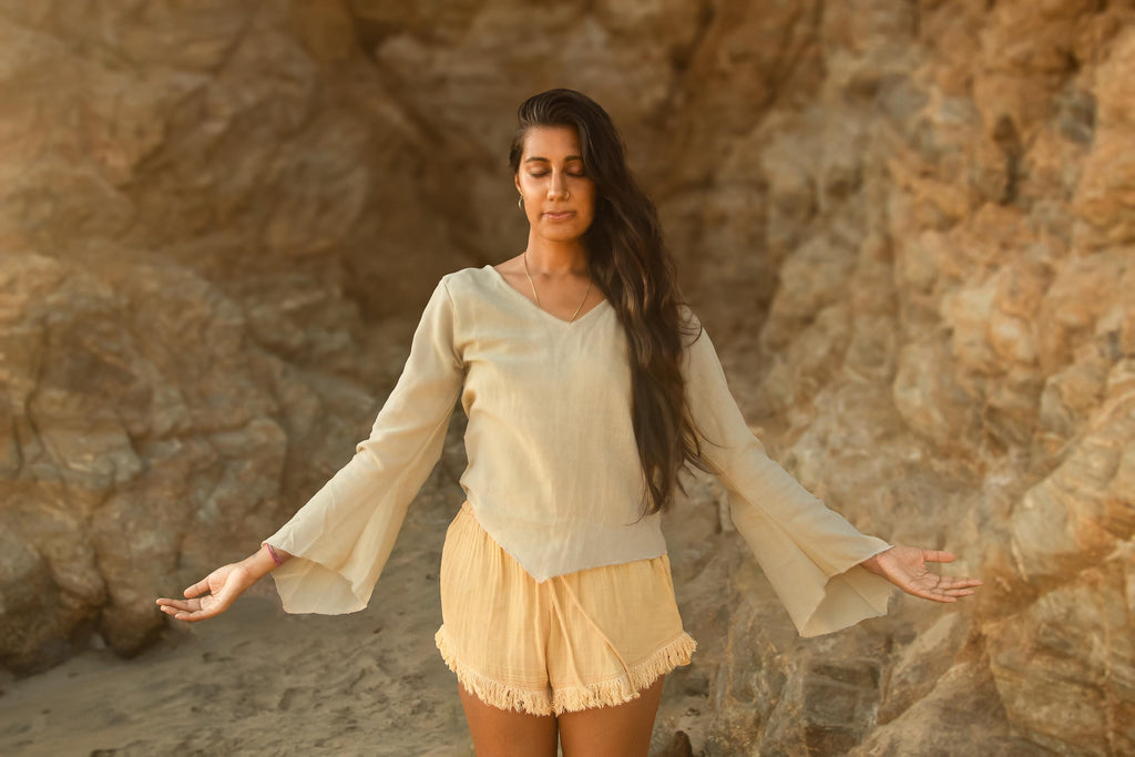 Beiges Boho-Top / Kimono-Top / Feen-Top